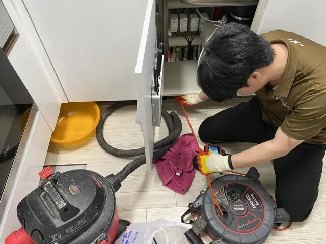 싱크대 배관막힘 해결! - 청년배관케어 고객 후기 사진
